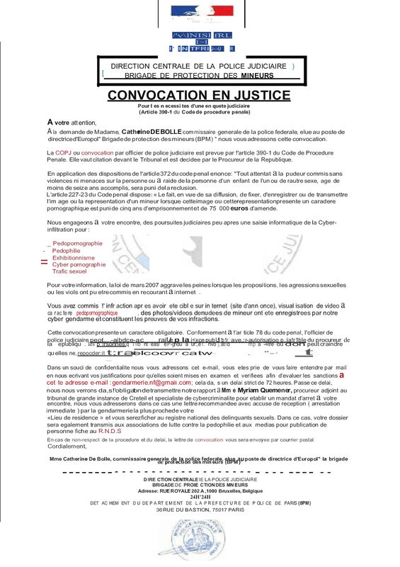 convocation gendarmerie nationale Arnaque financière 1 commentaire